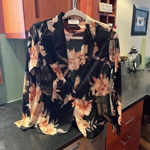 Cato Black and Pink Floral Blouse
